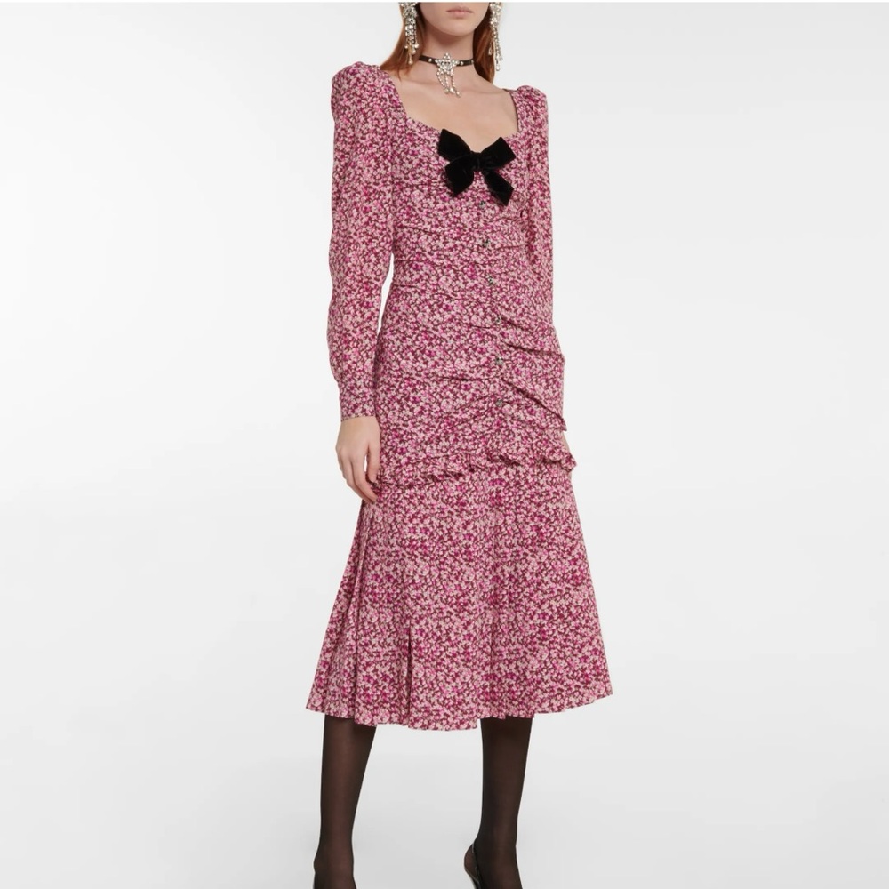 Alessandra Rich Floral Midi Dress